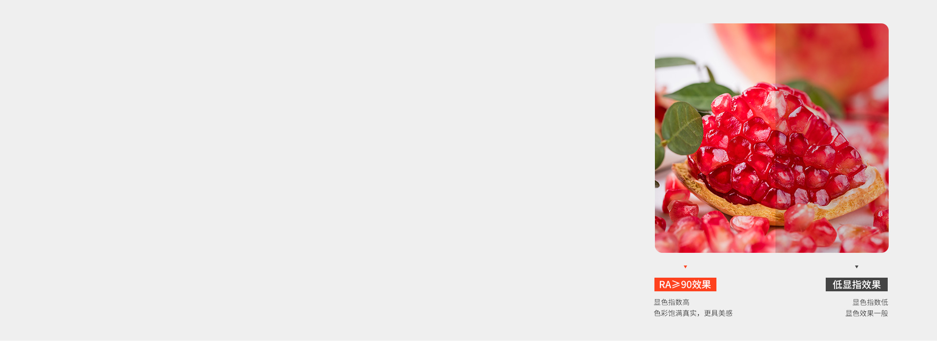 Ra≥90高显指，还原事物本真颜色 光...