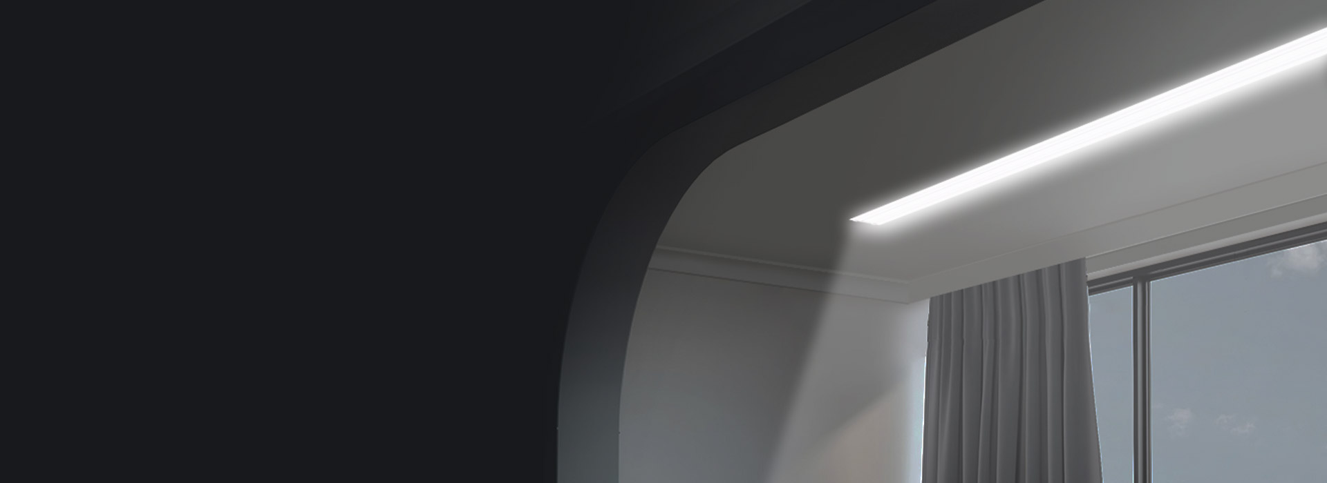 线型LED灯，照亮整个阳台 极简线形照...