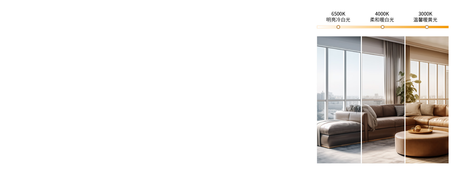 三色调光，营造多种照明氛围 三色分段，...