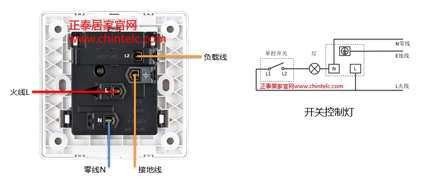 插座接线图-带开关五孔插座