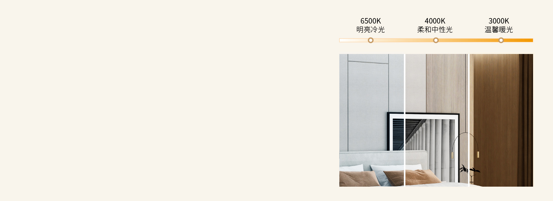 个性化照明氛围 三色变光，可根据需要随...